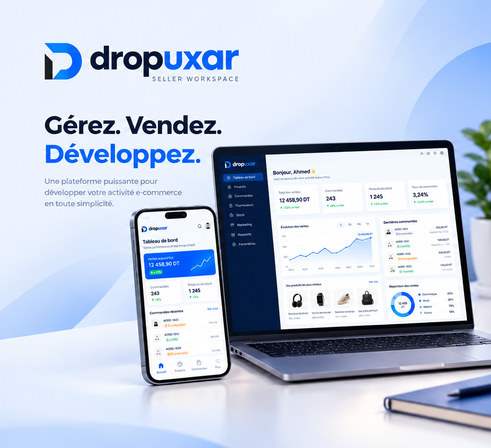 Interface Dropuxar sur ordinateur et mobile